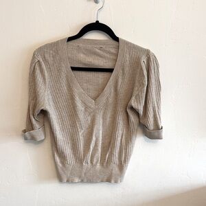 Beige V-Neck Women's Sweater